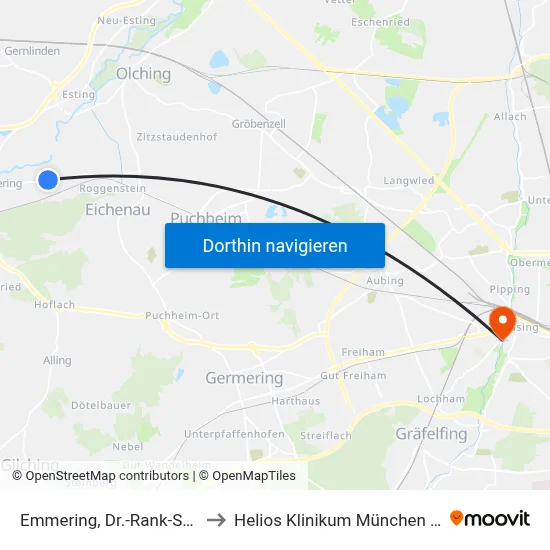 Emmering, Dr.-Rank-Straße to Helios Klinikum München West map
