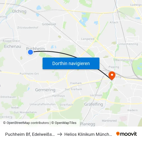 Puchheim Bf, Edelweißstr./ Puc to Helios Klinikum München West map