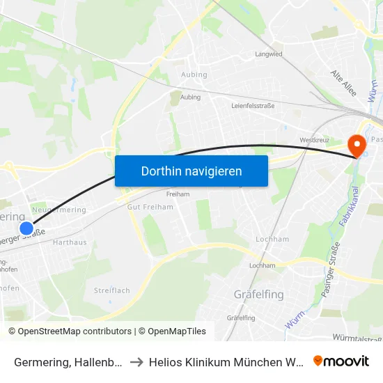 Germering, Hallenbad to Helios Klinikum München West map
