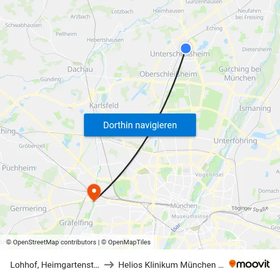 Lohhof, Heimgartenstraße to Helios Klinikum München West map