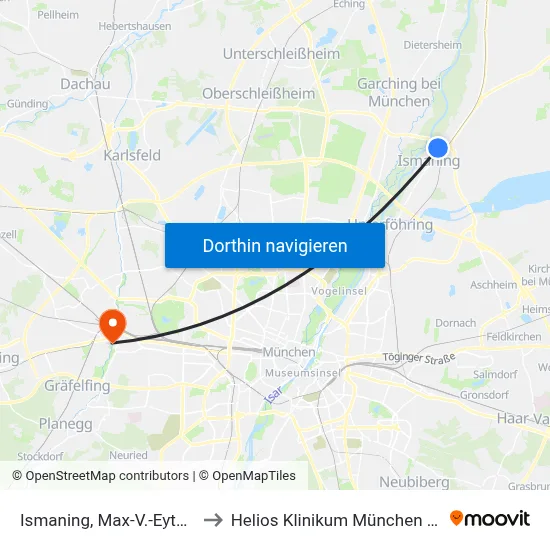 Ismaning, Max-V.-Eyth-Str. to Helios Klinikum München West map