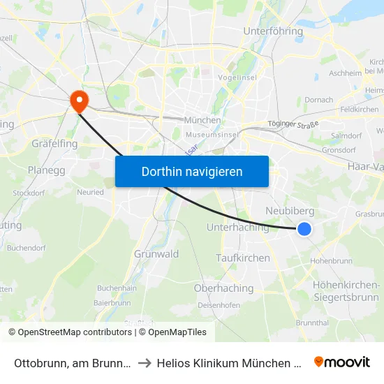 Ottobrunn, am Brunneck to Helios Klinikum München West map