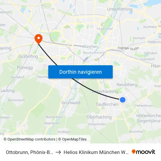 Ottobrunn, Phönix-Bad to Helios Klinikum München West map