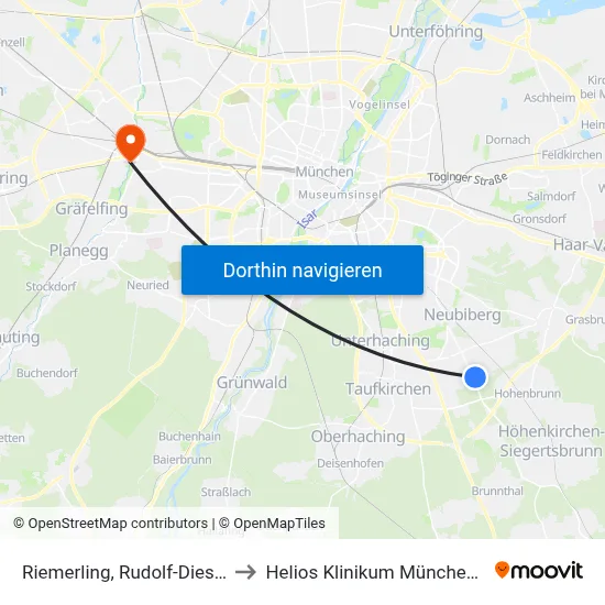 Riemerling, Rudolf-Diesel-Str. to Helios Klinikum München West map