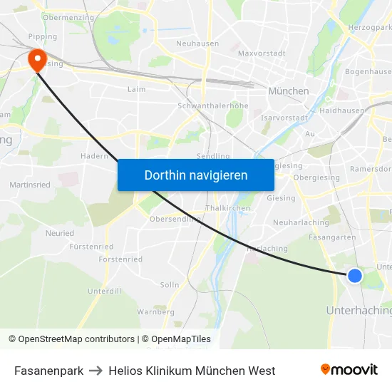 Fasanenpark to Helios Klinikum München West map