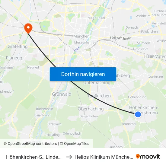 Höhenkirchen-S., Lindenstraße to Helios Klinikum München West map