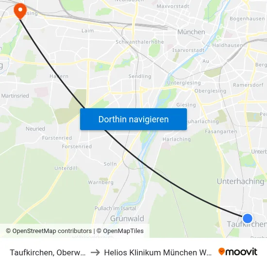 Taufkirchen, Oberweg to Helios Klinikum München West map