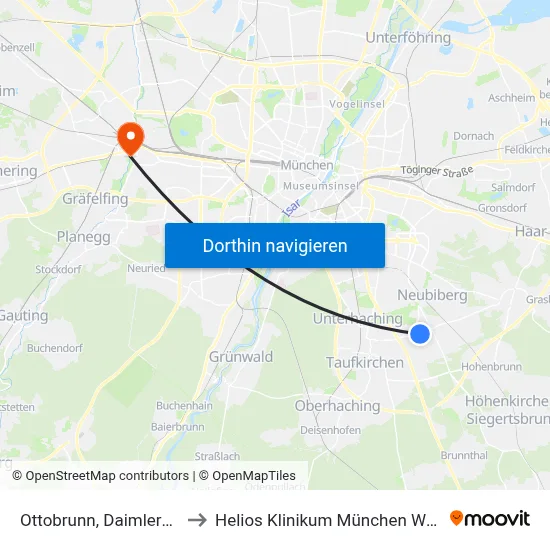 Ottobrunn, Daimlerstr. to Helios Klinikum München West map