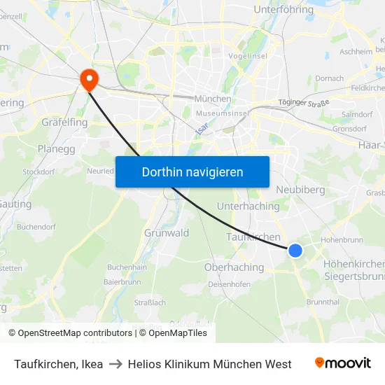 Taufkirchen, Ikea to Helios Klinikum München West map