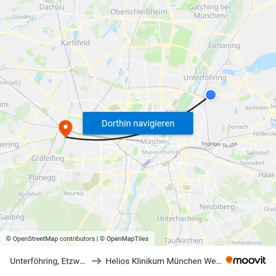 Unterföhring, Etzweg to Helios Klinikum München West map