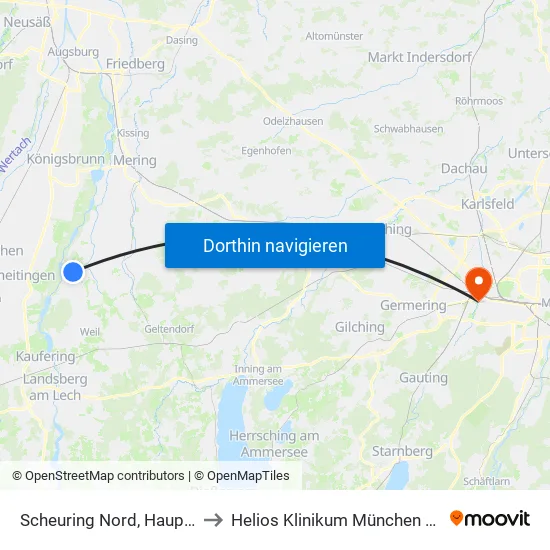 Scheuring Nord, Hauptstr. to Helios Klinikum München West map