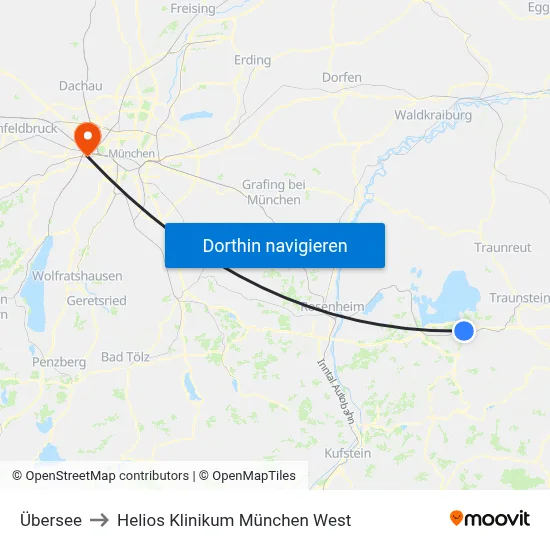 Übersee to Helios Klinikum München West map