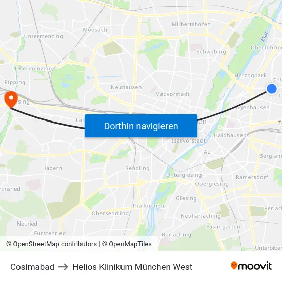 Cosimabad to Helios Klinikum München West map