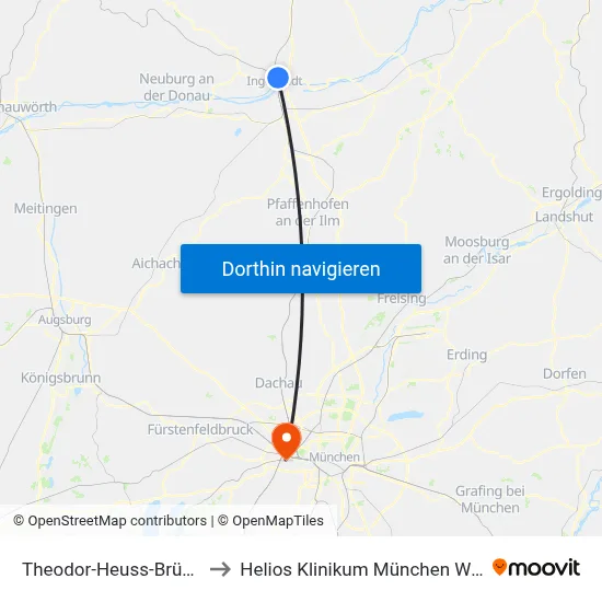 Theodor-Heuss-Brücke to Helios Klinikum München West map