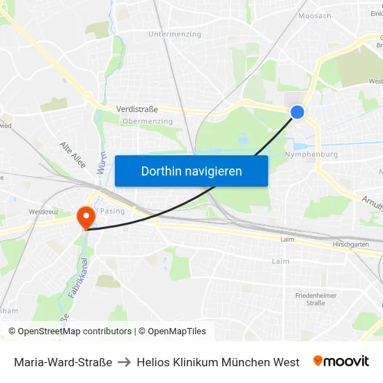 Maria-Ward-Straße to Helios Klinikum München West map