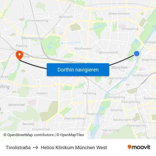 Tivolistraße to Helios Klinikum München West map