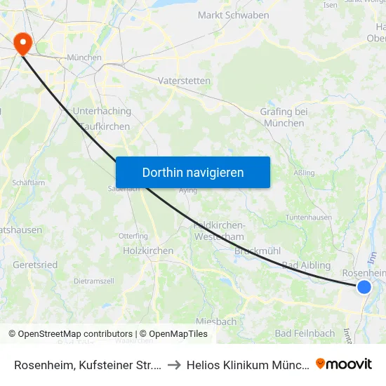 Rosenheim, Kufsteiner Str./Alpenweg to Helios Klinikum München West map