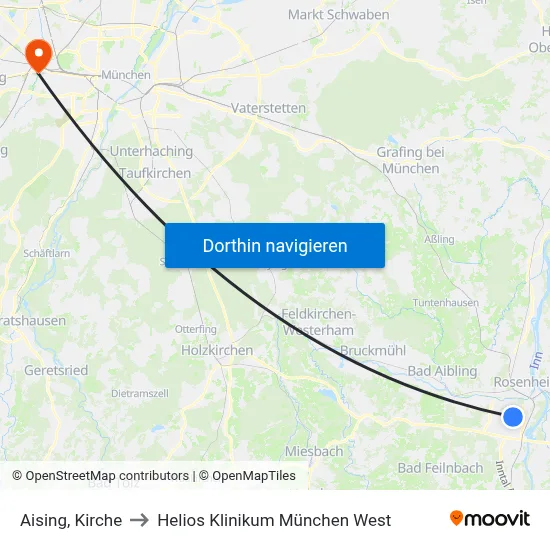 Aising, Kirche to Helios Klinikum München West map
