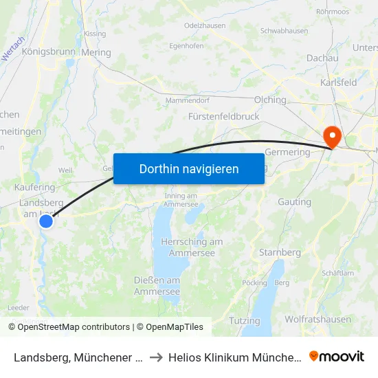 Landsberg, Münchener Straße to Helios Klinikum München West map