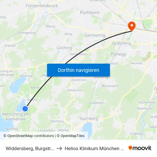 Widdersberg, Burgstraße to Helios Klinikum München West map