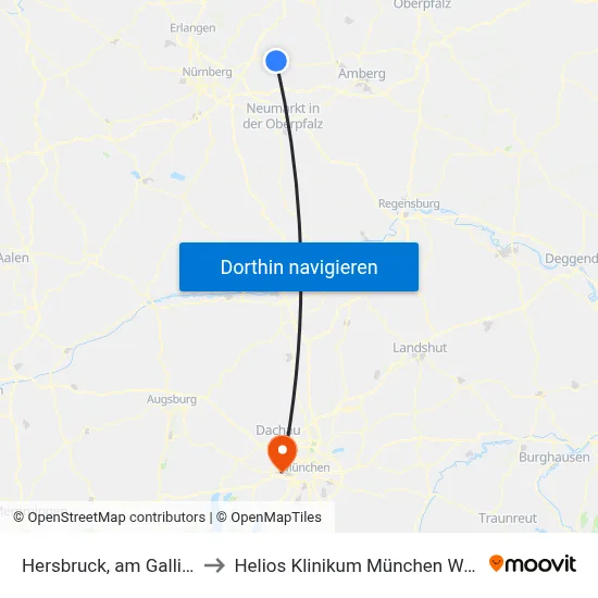 Hersbruck, am Galling to Helios Klinikum München West map