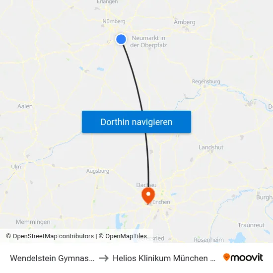 Wendelstein Gymnasium to Helios Klinikum München West map
