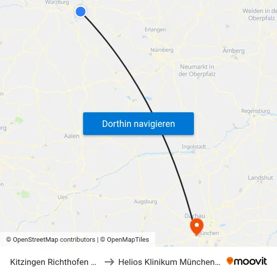 Kitzingen Richthofen Circle to Helios Klinikum München West map
