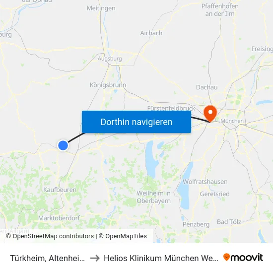 Türkheim, Altenheim to Helios Klinikum München West map