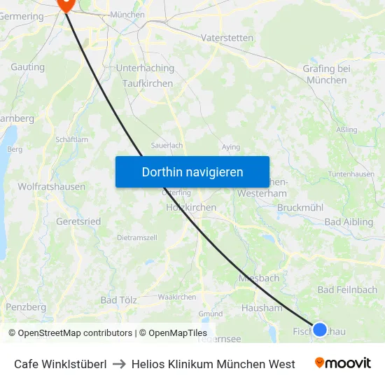 Cafe Winklstüberl to Helios Klinikum München West map