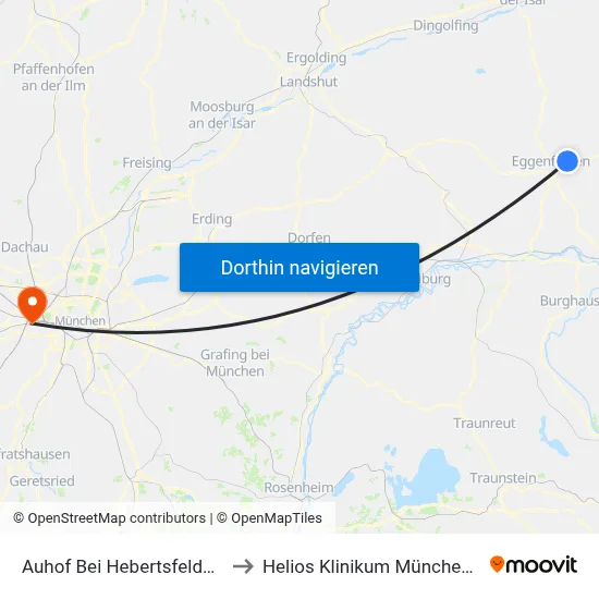 Auhof Bei Hebertsfelden, Wh to Helios Klinikum München West map