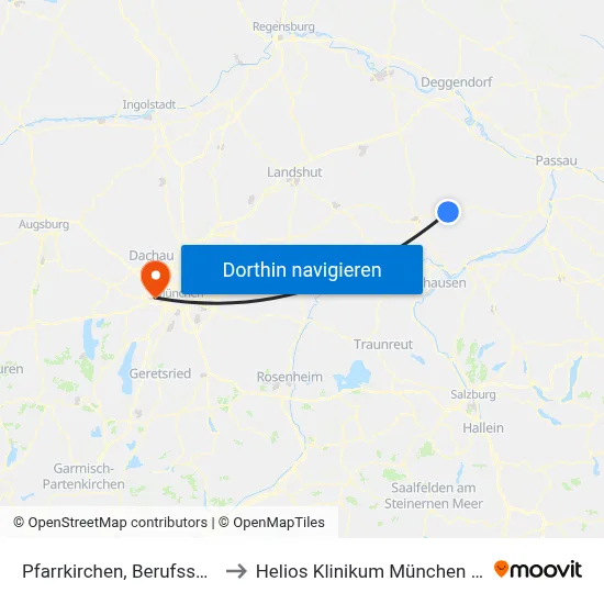Pfarrkirchen, Berufsschule to Helios Klinikum München West map