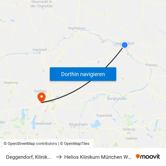 Deggendorf, Klinikum to Helios Klinikum München West map