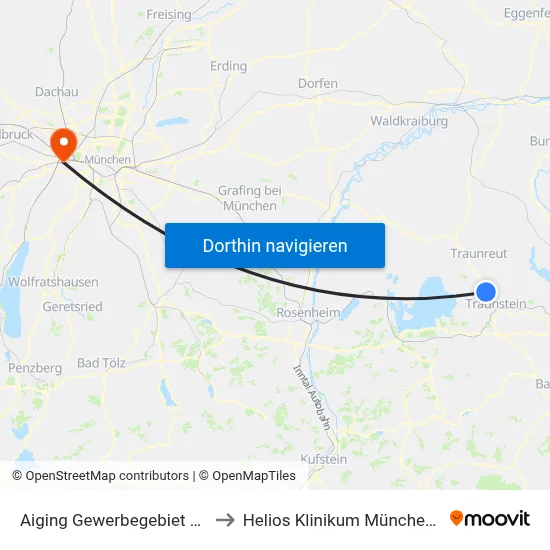 Aiging Gewerbegebiet 2 Nord to Helios Klinikum München West map
