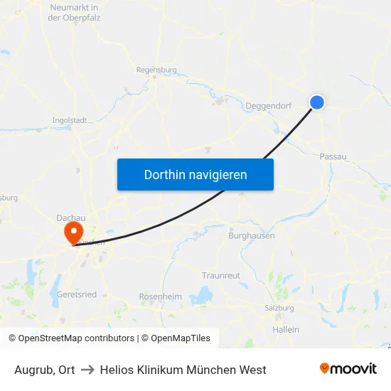 Augrub, Ort to Helios Klinikum München West map