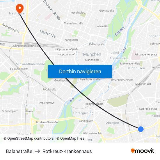 Balanstraße to Rotkreuz-Krankenhaus map