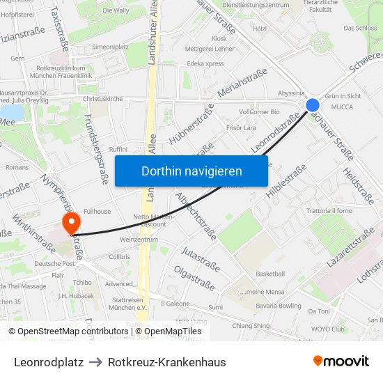 Leonrodplatz to Rotkreuz-Krankenhaus map