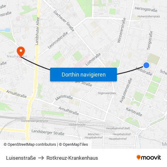 Luisenstraße to Rotkreuz-Krankenhaus map