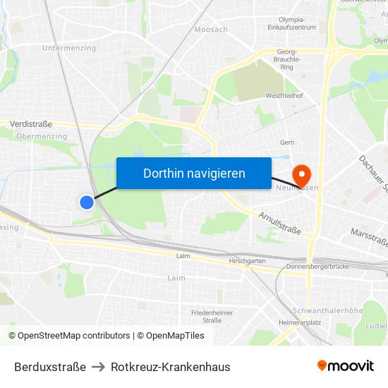 Berduxstraße to Rotkreuz-Krankenhaus map