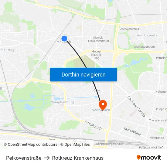 Pelkovenstraße to Rotkreuz-Krankenhaus map