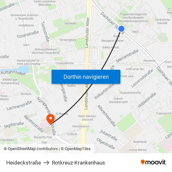 Heideckstraße to Rotkreuz-Krankenhaus map