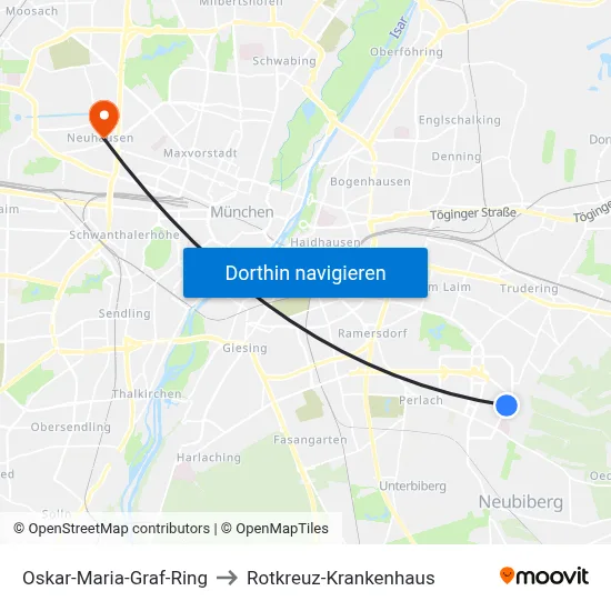 Oskar-Maria-Graf-Ring to Rotkreuz-Krankenhaus map