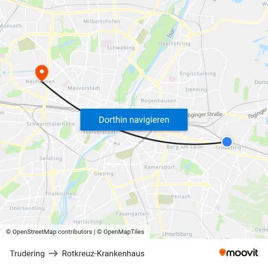 Trudering to Rotkreuz-Krankenhaus map