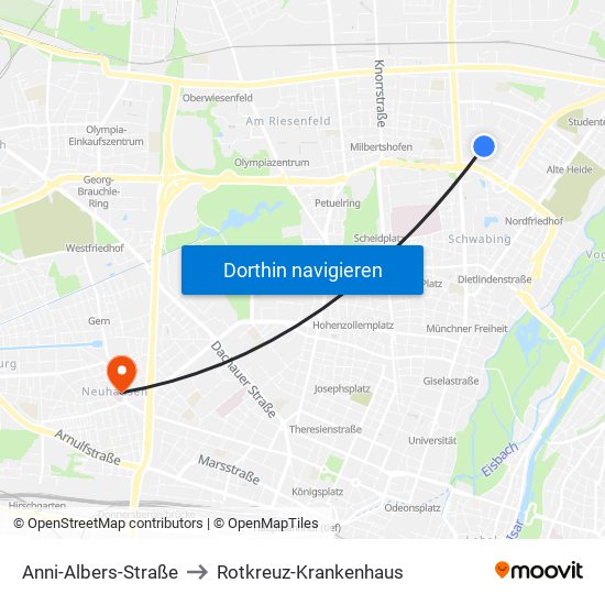 Anni-Albers-Straße to Rotkreuz-Krankenhaus map