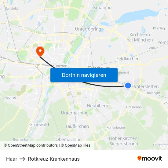 Haar to Rotkreuz-Krankenhaus map