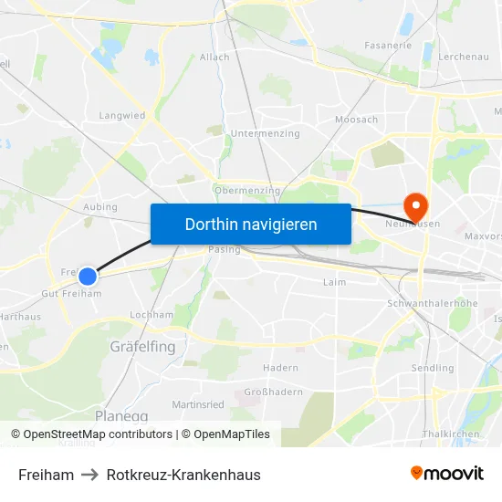 Freiham to Rotkreuz-Krankenhaus map
