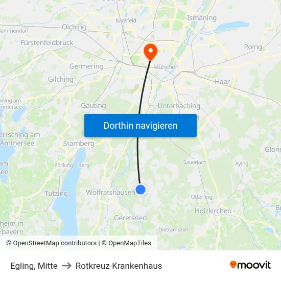 Egling, Mitte to Rotkreuz-Krankenhaus map