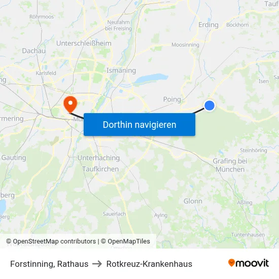 Forstinning, Rathaus to Rotkreuz-Krankenhaus map
