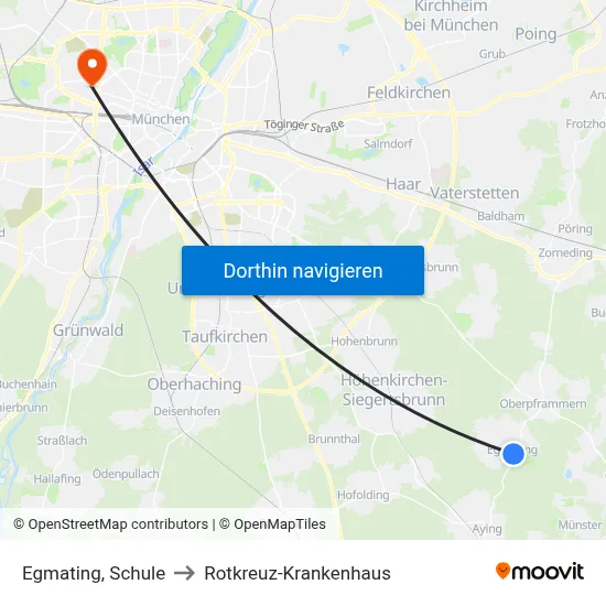 Egmating, Schule to Rotkreuz-Krankenhaus map