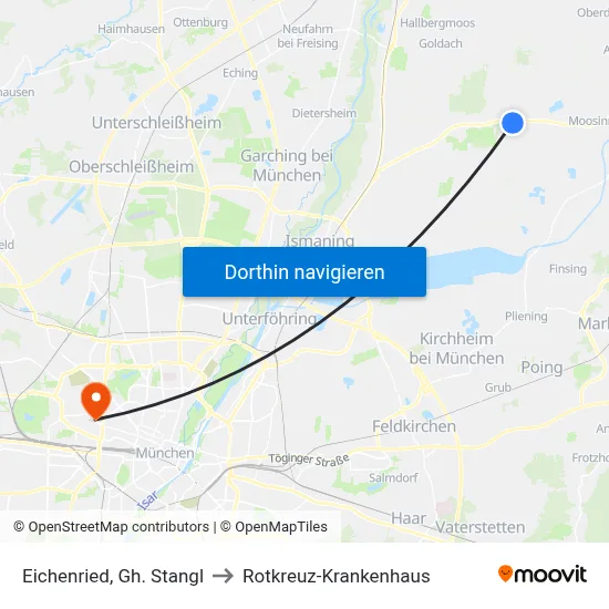 Eichenried, Gh. Stangl to Rotkreuz-Krankenhaus map