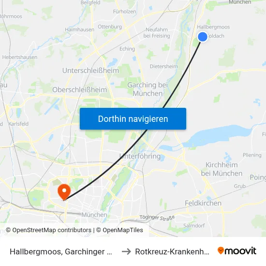 Hallbergmoos, Garchinger Weg to Rotkreuz-Krankenhaus map